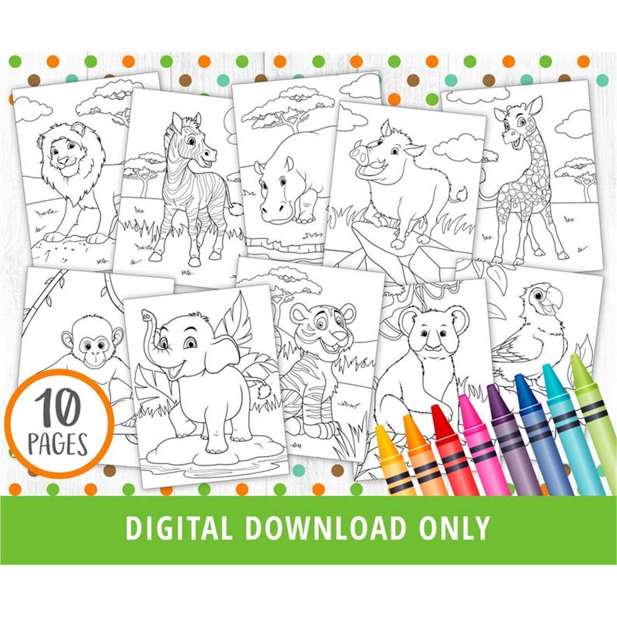 Wild safari animals coloring pages printable safari colorin