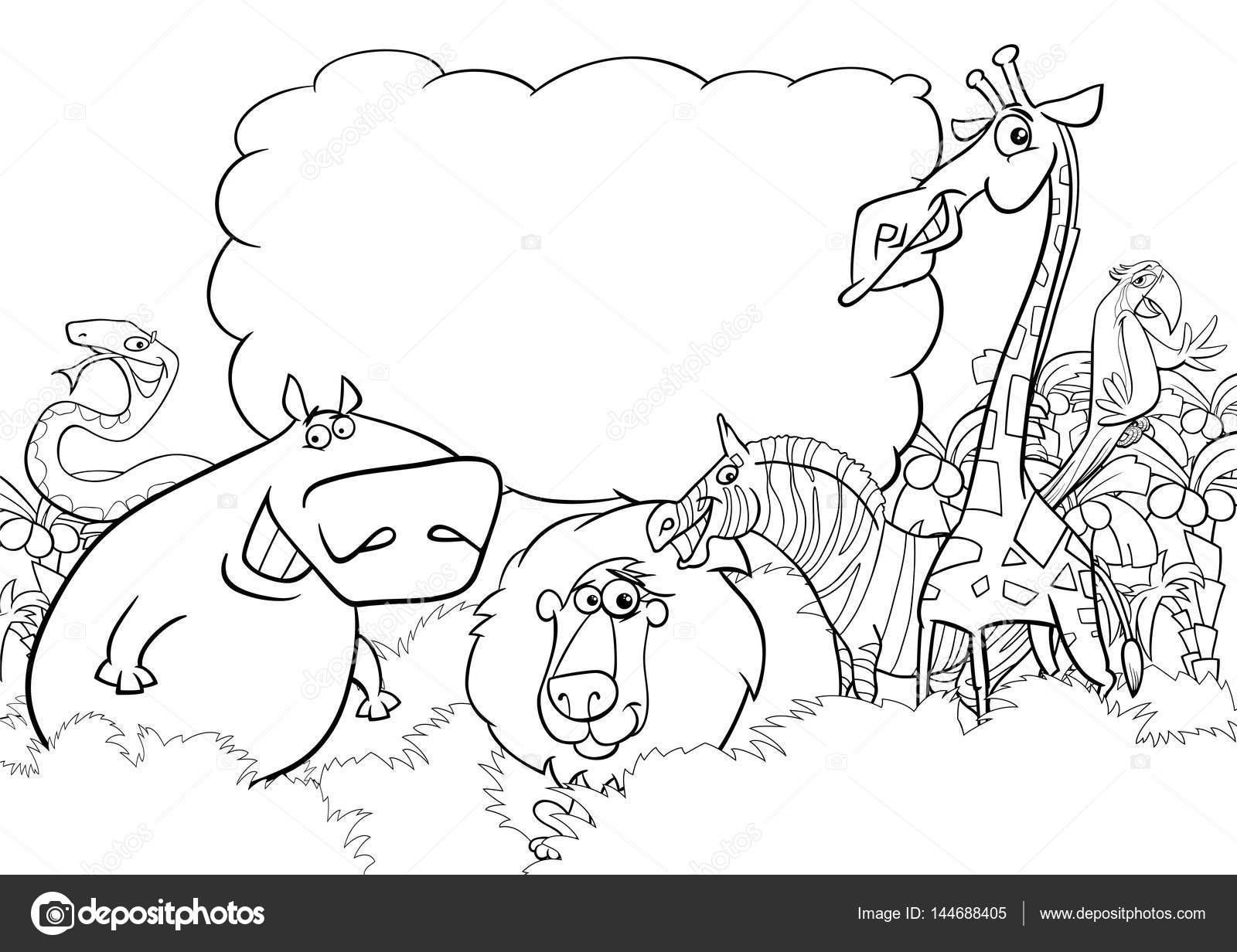 Wild animals coloring page stock vector by izakowski