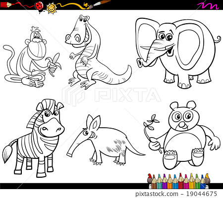 Wild animals set coloring page