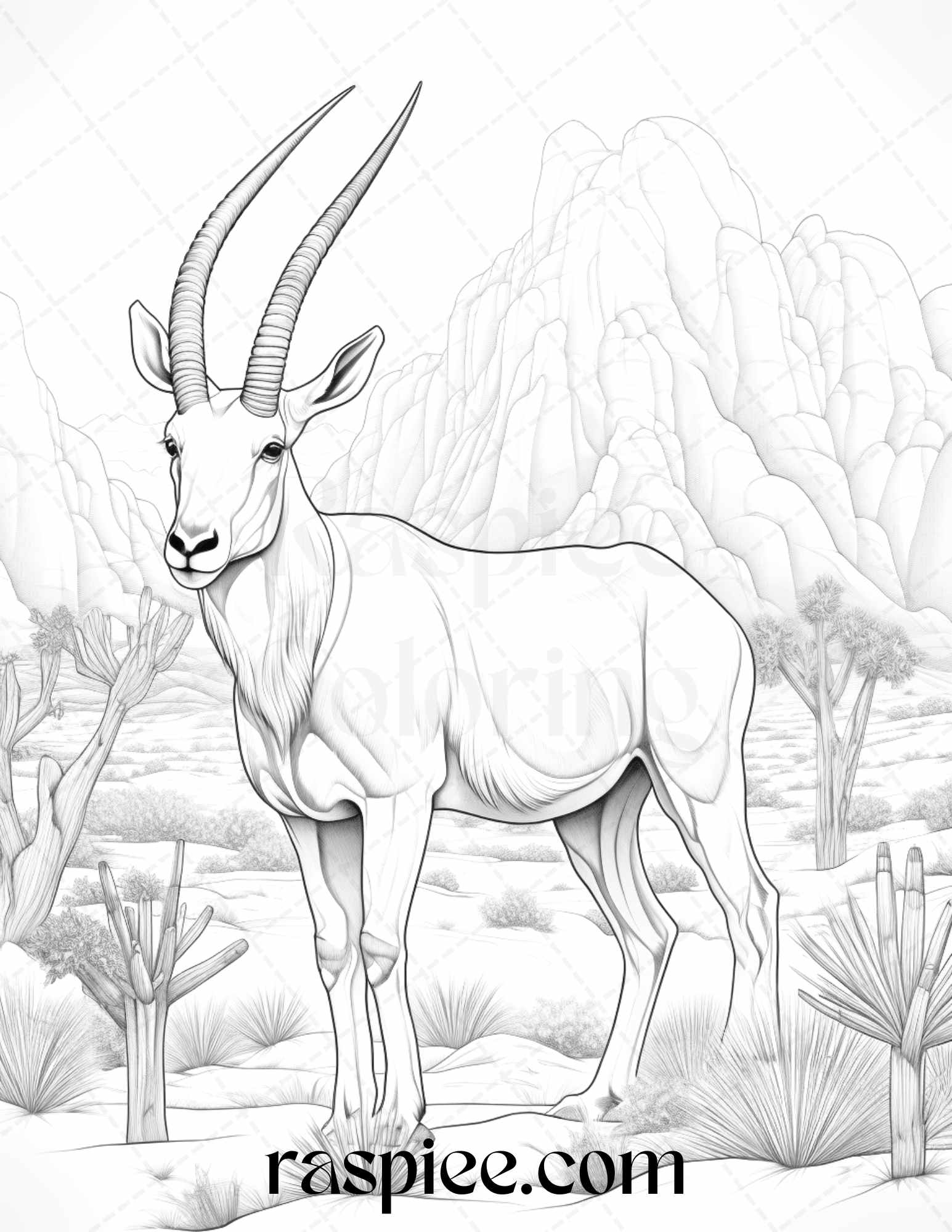 Desert animals grayscale coloring pages printable for adults pdf f â coloring