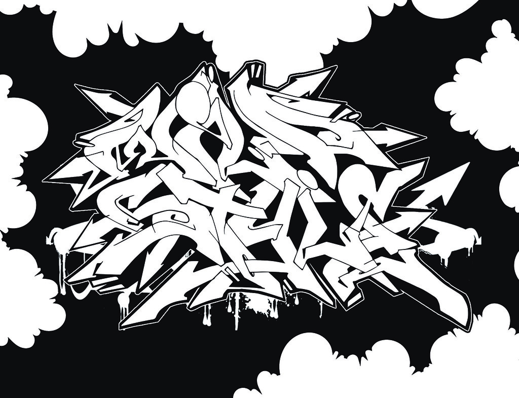 Wild style graffiti coloring page this is the final renderâ