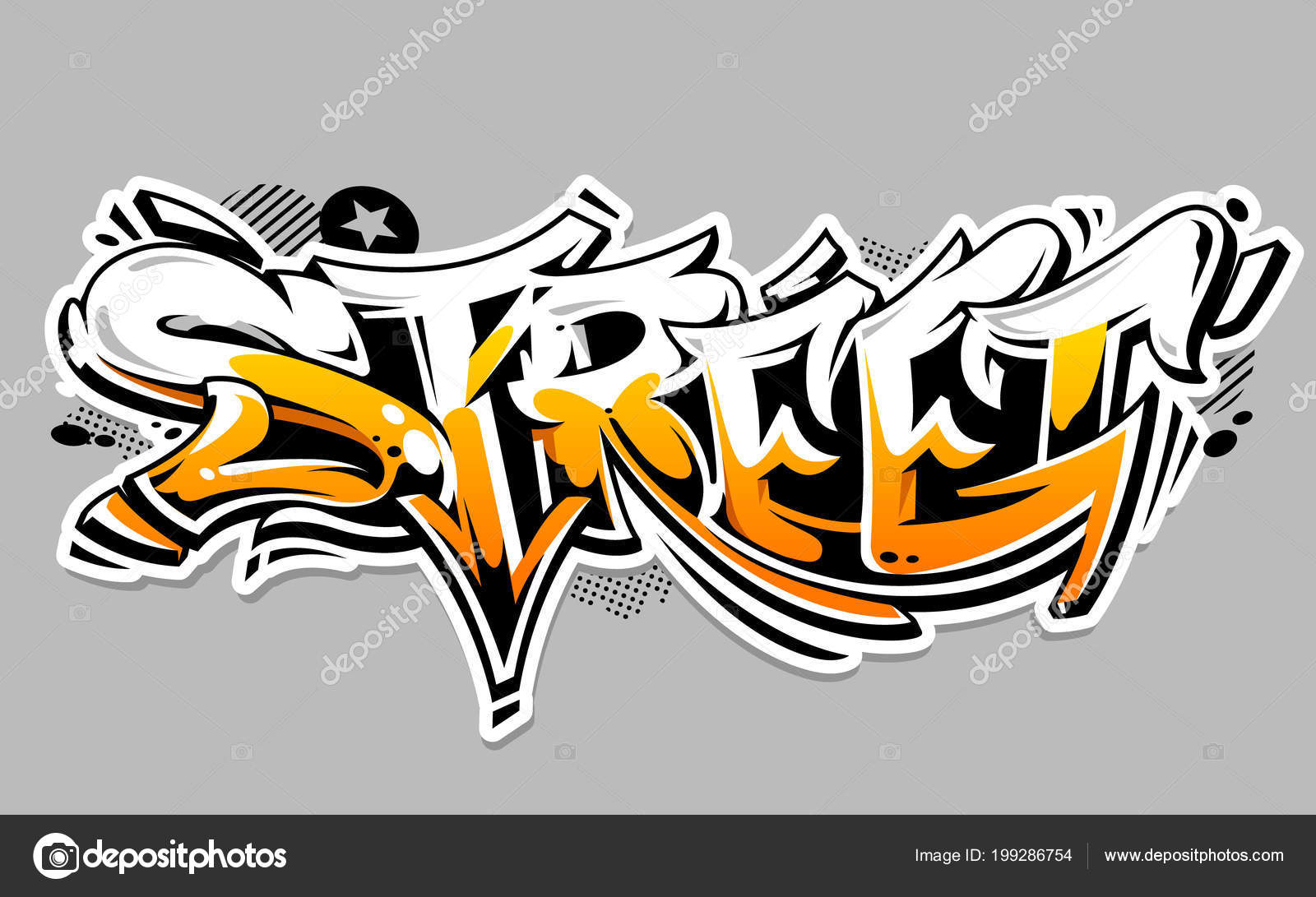 Street graffiti vector lettering isolated white wild style graffiti color stock vector by vecster