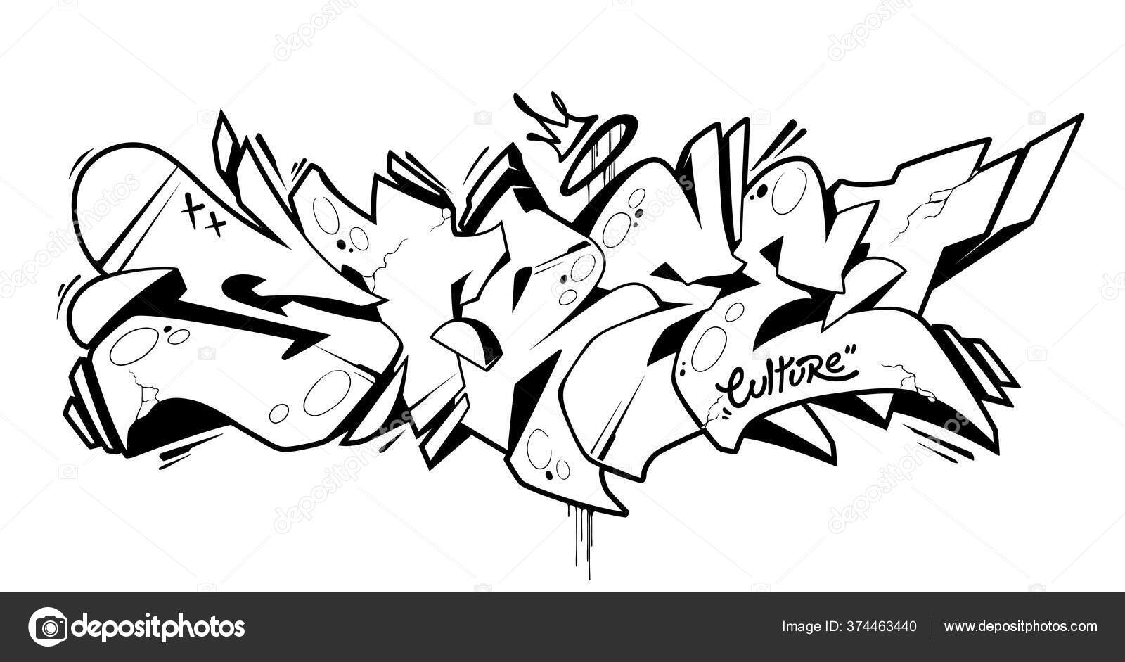 Wild style graffiti lettering street traditional block letters vector illustration stock vector by vecster