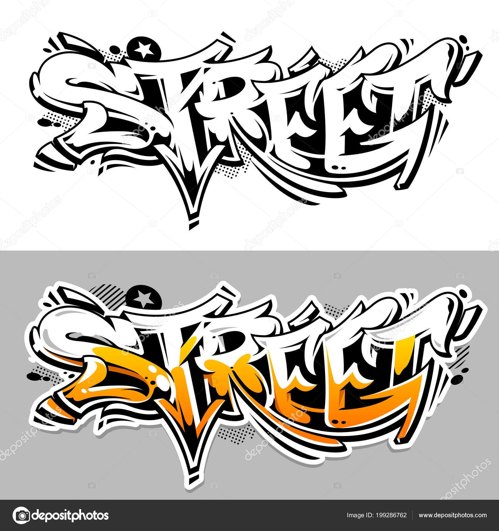 Street graffiti vector lettering abstract three dimensional art monochrome color stock vector by vecster