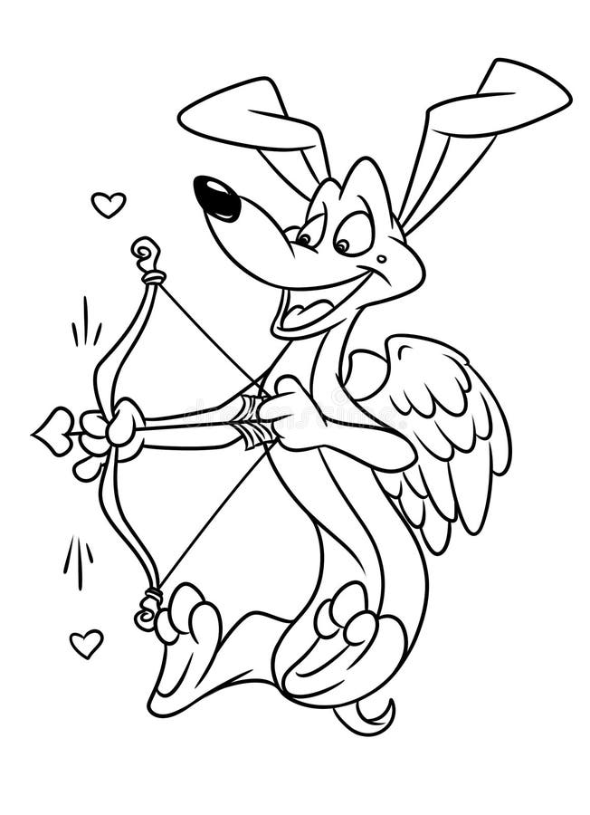 Dog dachshund cupid love coloring pages cartoon stock illustration