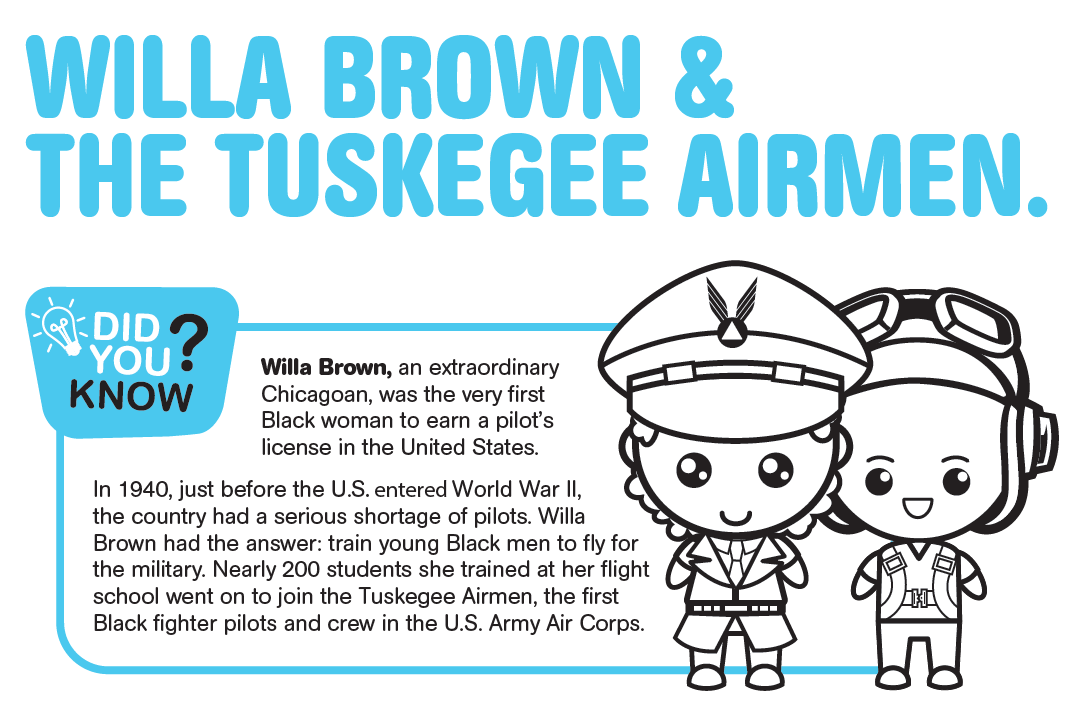 Midway intl airport on x didyouknow we have fun facts and coloring pages dedicated to bessiecoleman and willabrown in our chicago airports activity book download a copy at httpstcobxavypyju or grab a