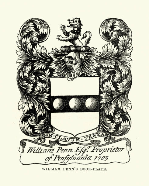 Coat of arms of william penn th century stock illustration