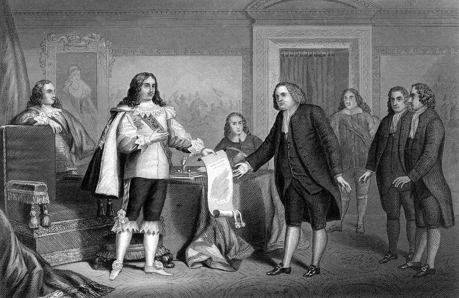 William penn receives from charles ii drawing by mary evans picture library