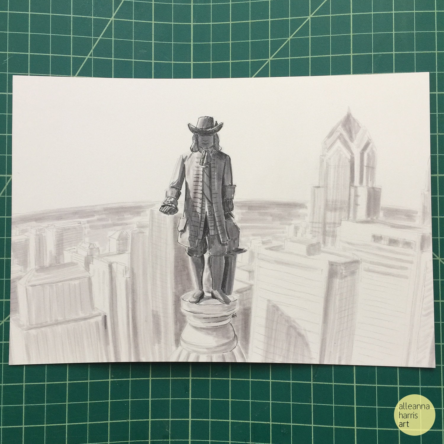 William penn original drawing philadelphia city hall inktober drawing