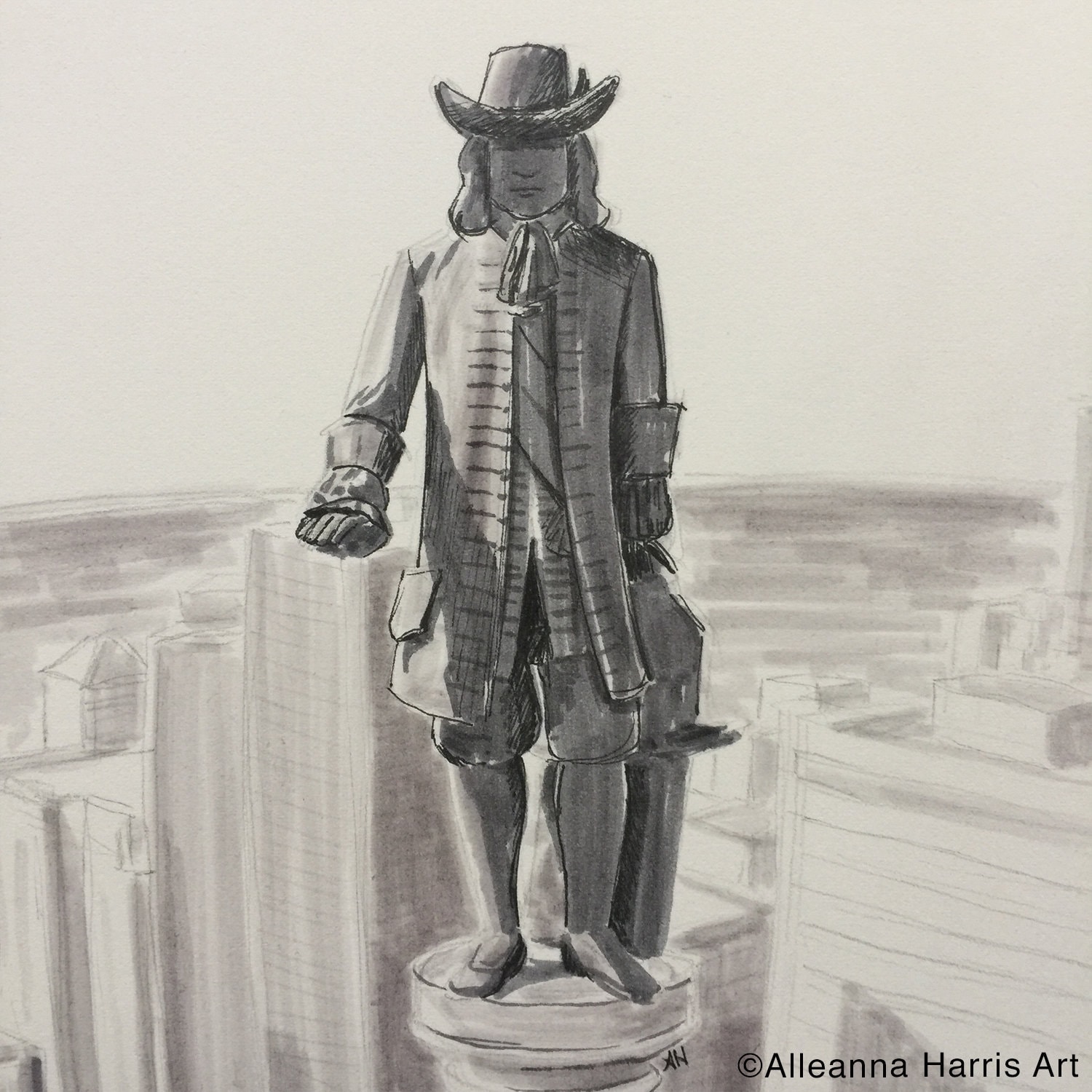 William penn original drawing philadelphia city hall inktober drawing