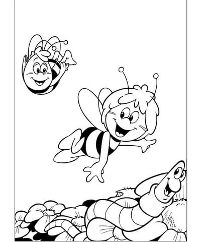 Maya is flying with willy coloring page free printable coloring pages