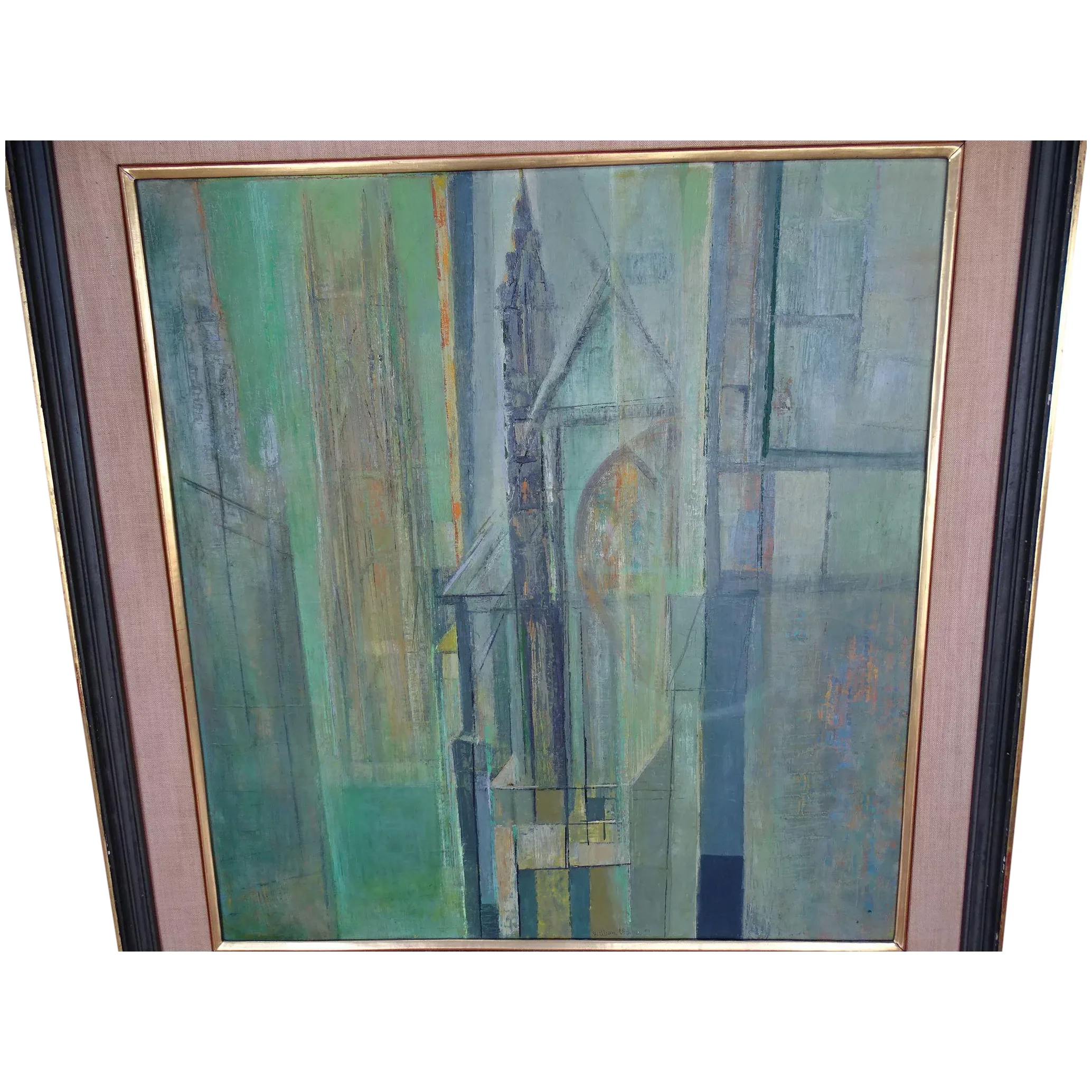 William c palmer modernist oil on canvas painting signed listed