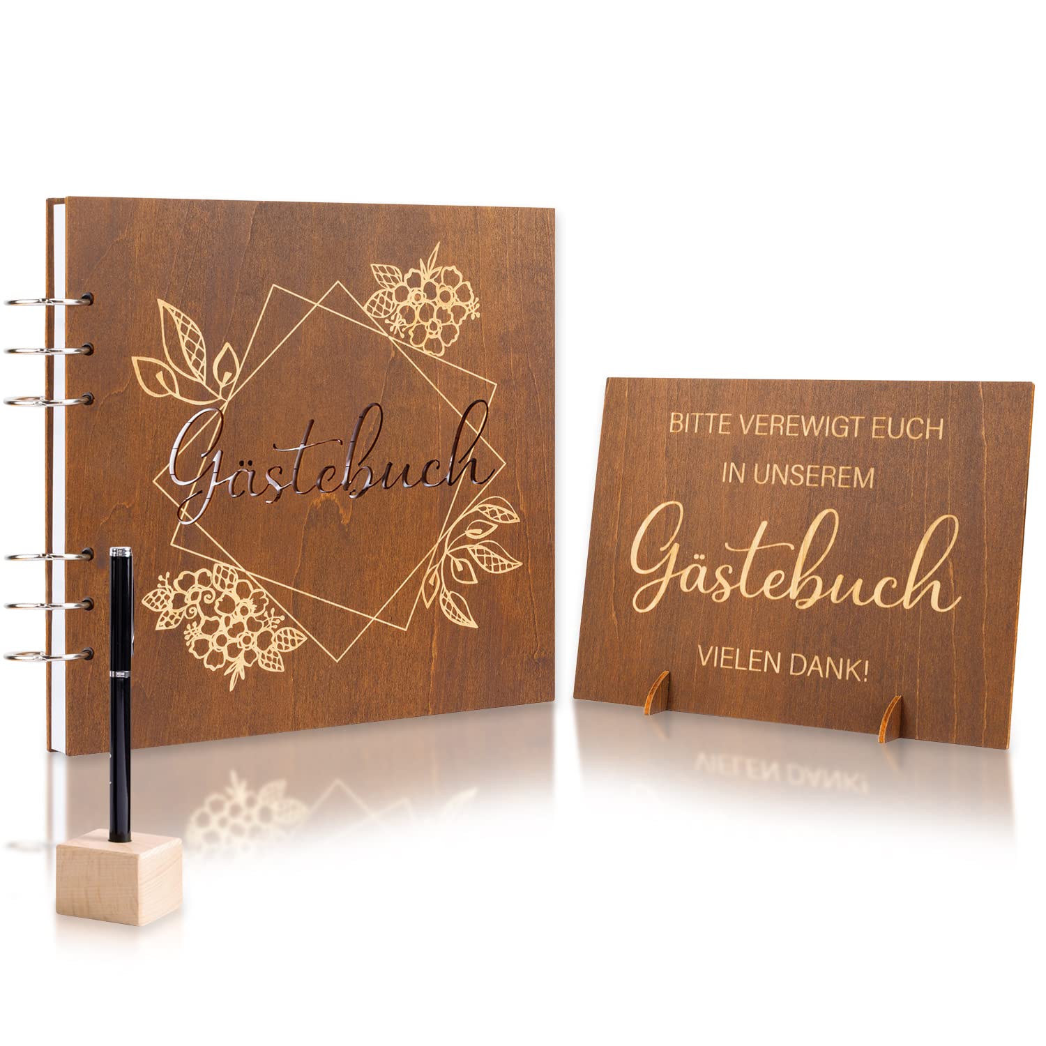 Holz gãstebuch hochzeit mit stift willkommensschild hochzeitsgãstebuch hardcover fotobuch mit linierten seiten vintage hochzeitsko hochzeitsgeschenk fãr brautpaar gãstebuch geburtstag taufe kãche haushalt wohnen