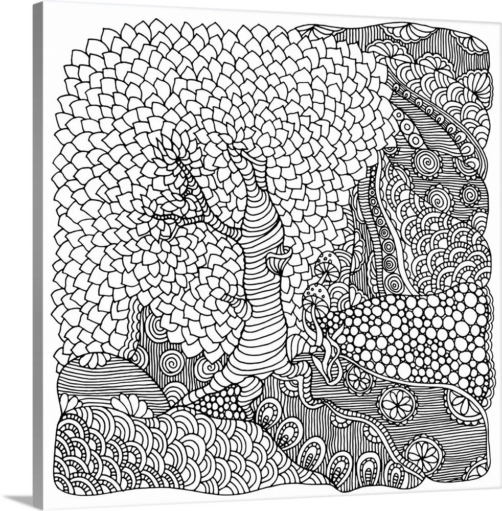 Diy coloring book canvas art entitled willow tree