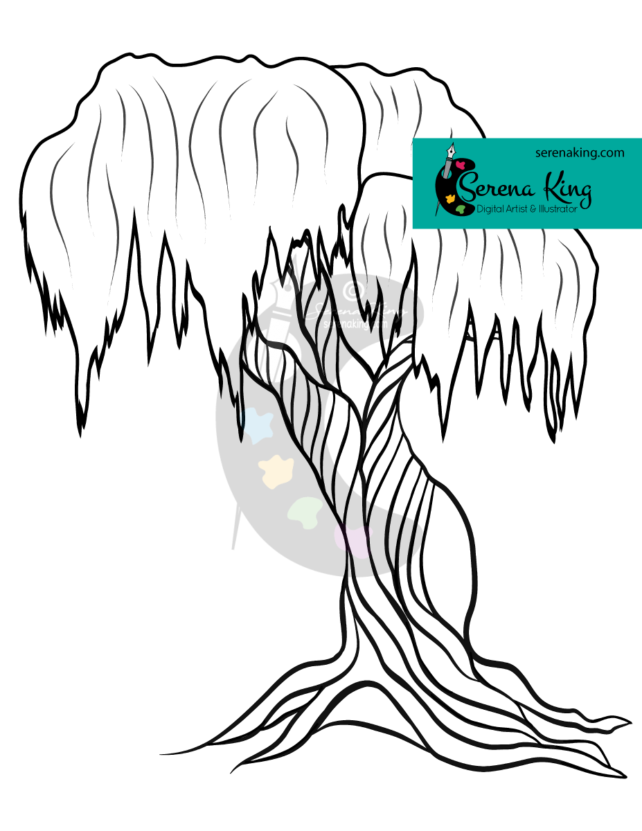 Weeping gnarly tree coloring page â serena king