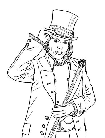 Willy wonka with johnny depp coloring page from charlie and chocolate factory category select from â willy wonka coloring pages charlie chocolate factory