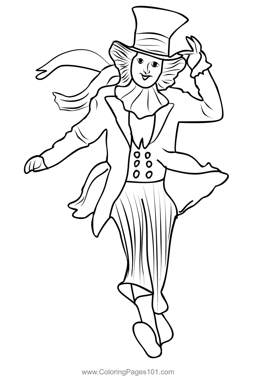 Mad hatter coloring page for kids