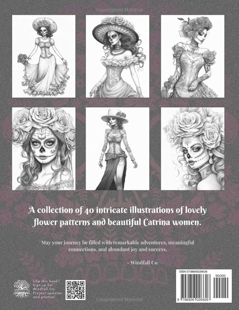 Day of the dead coloring book for adults lovely flower patterns and beautiful catrina women intricate illustration grayscale designs to color for dia de los muertos holidays