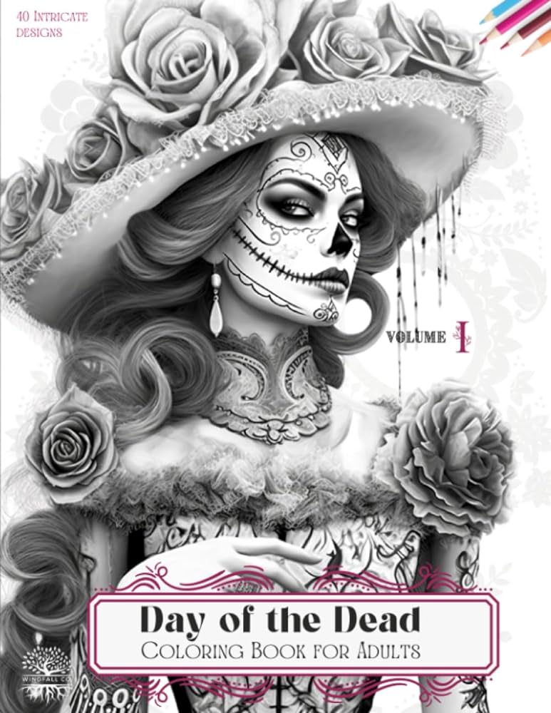 Day of the dead coloring book for adults lovely flower patterns and beautiful catrina women intricate illustration grayscale designs to color for dia de los muertos holidays