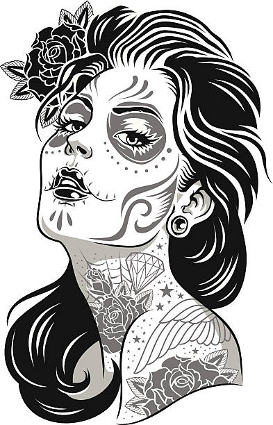 Woman tattoos stock illustrations royalty