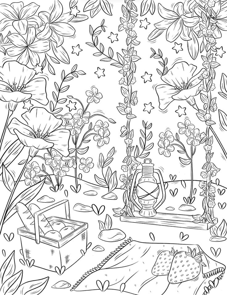 Secret garden coloring page bundle cottagecore nature coloring pages whimsical forest coloring page