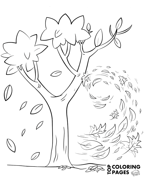 Autumn wind coloring page sheet