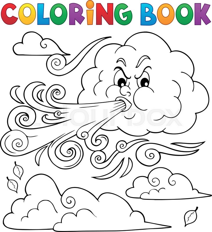 Coloring book clouds and wind theme stock vector