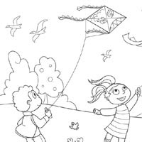 Windy day coloring pages