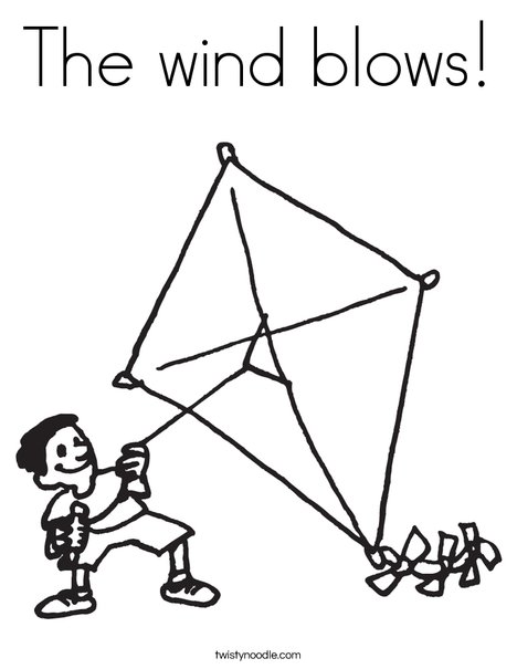 The wind blows coloring page