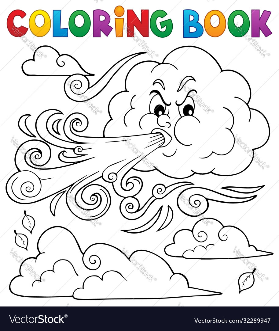 Coloring book clouds and wind theme royalty free vector