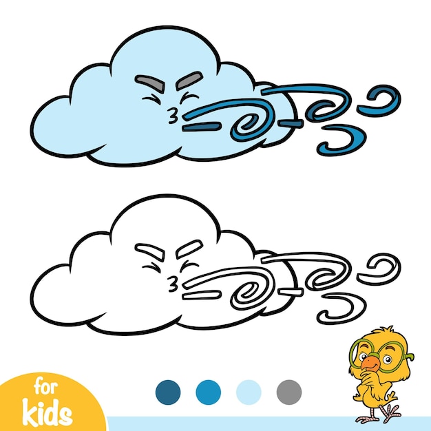 Premium vector coloring book for children cloud and wind