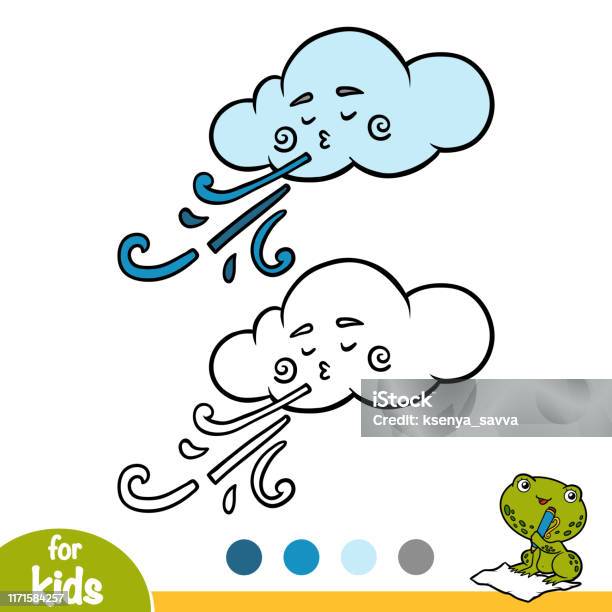 Coloring book cloud and wind stock illustration