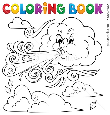 Coloring book clouds and wind theme