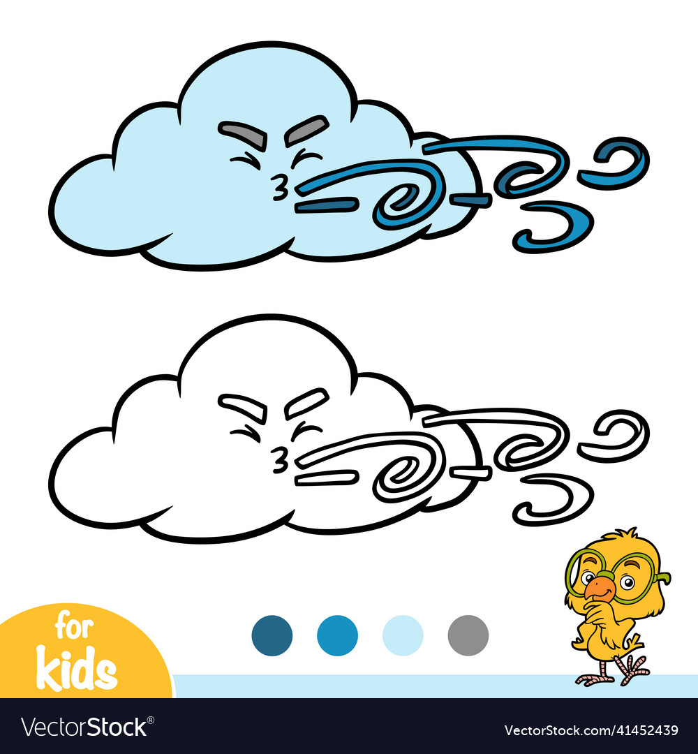 Coloring book cloud and wind royalty free vector image