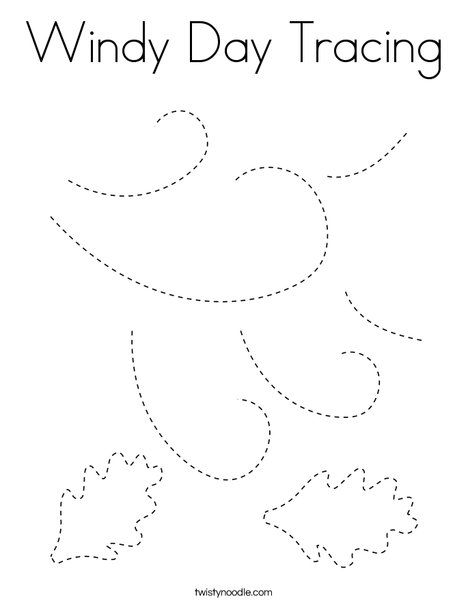 Windy day tracing coloring page