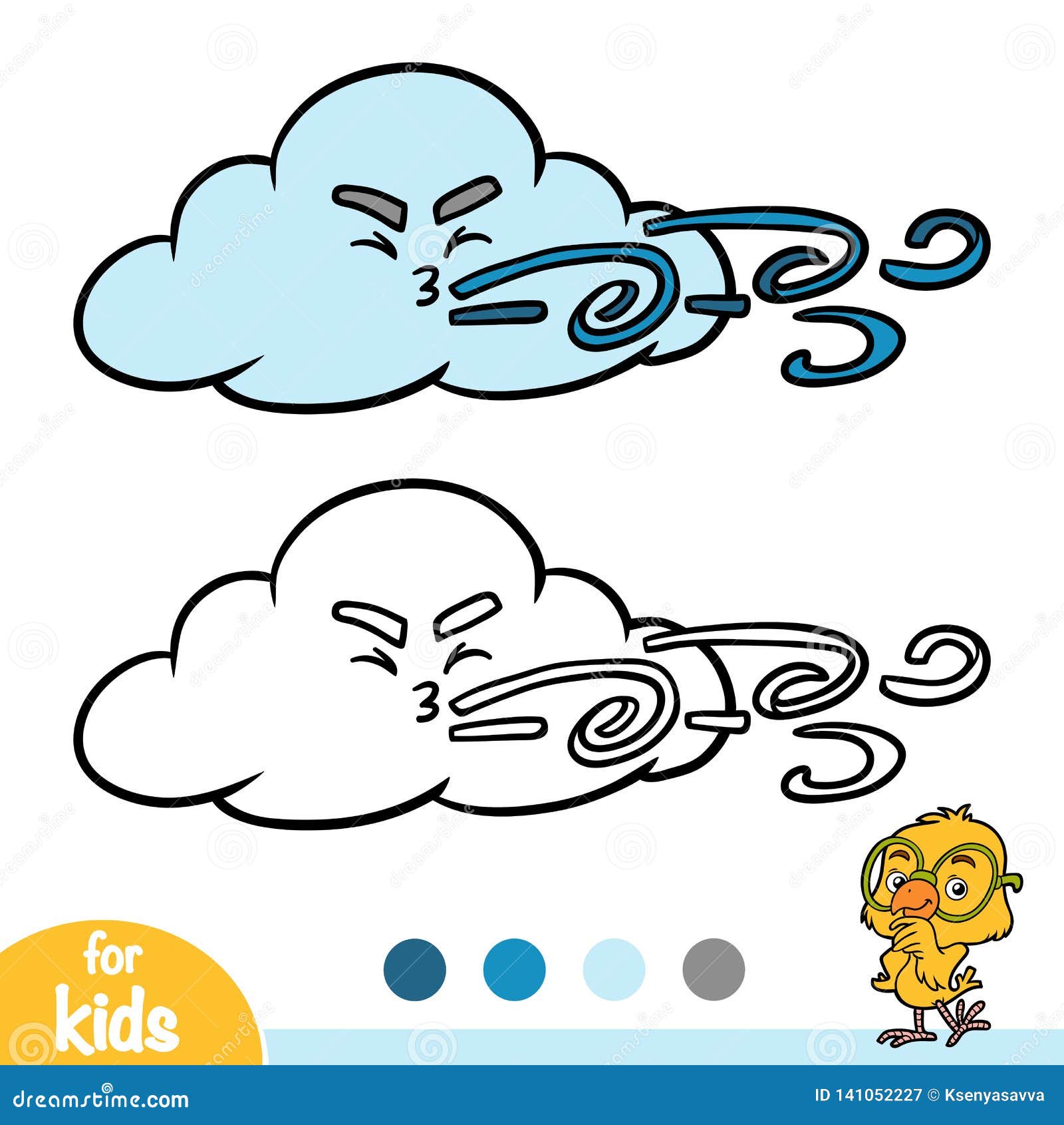 Coloring book cloud and wind stock vector