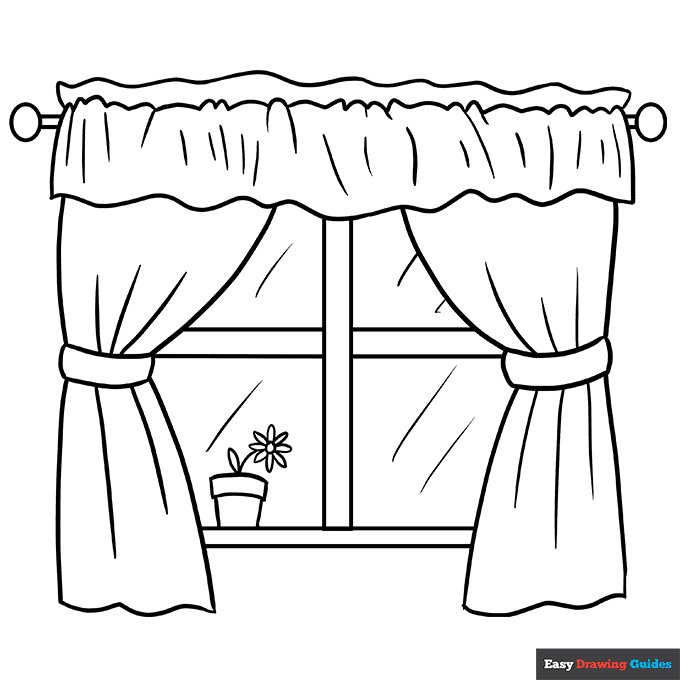 Window coloring page easy drawing guides