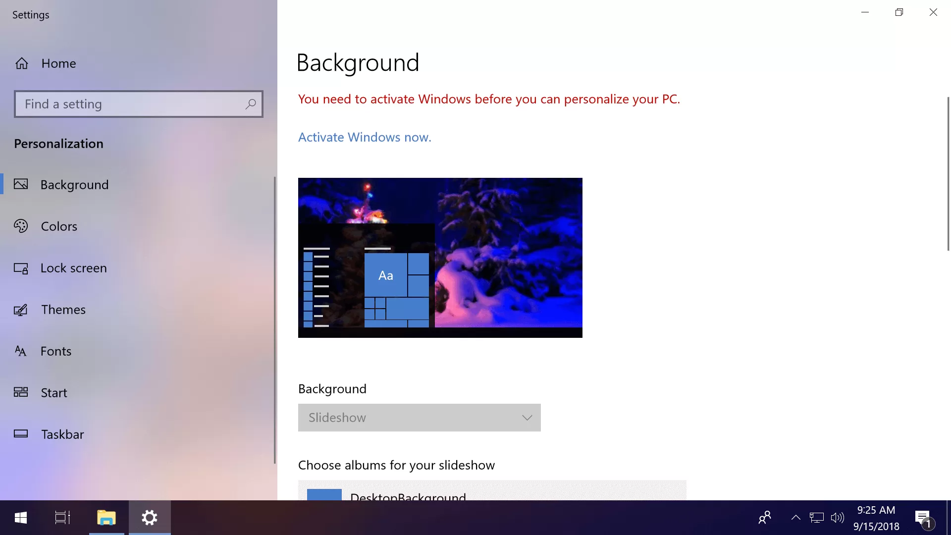 How to change the wallpaper and other personalization settings on windows non