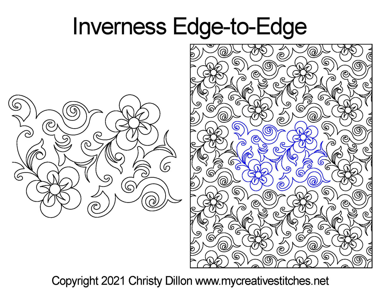 Computerized quilting pattern inverness edge