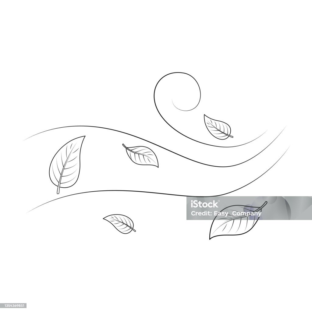 Black and white vector illustration of a childrens activity coloring book page with pictures of nature windy stock illustration