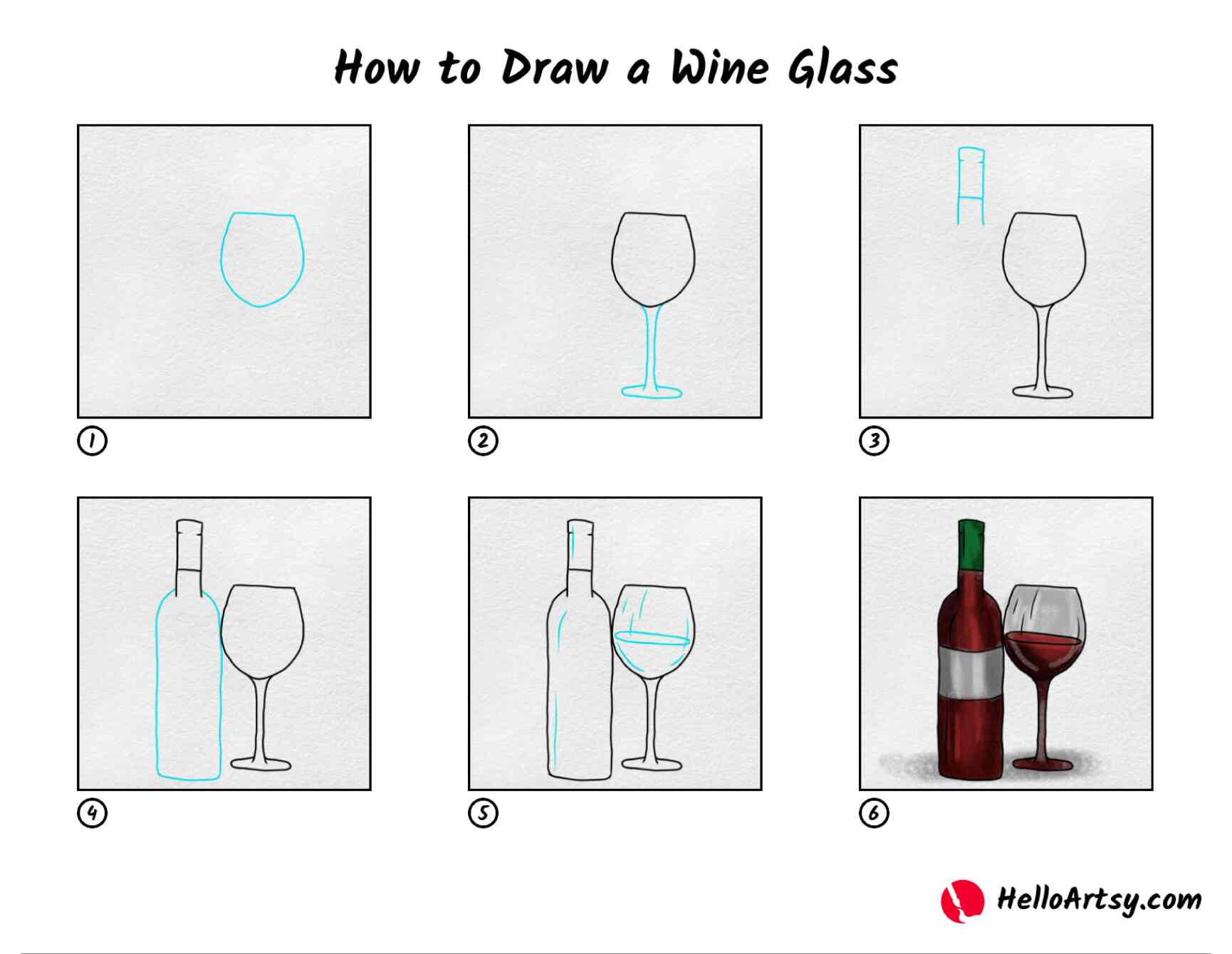 How to draw a wine glass