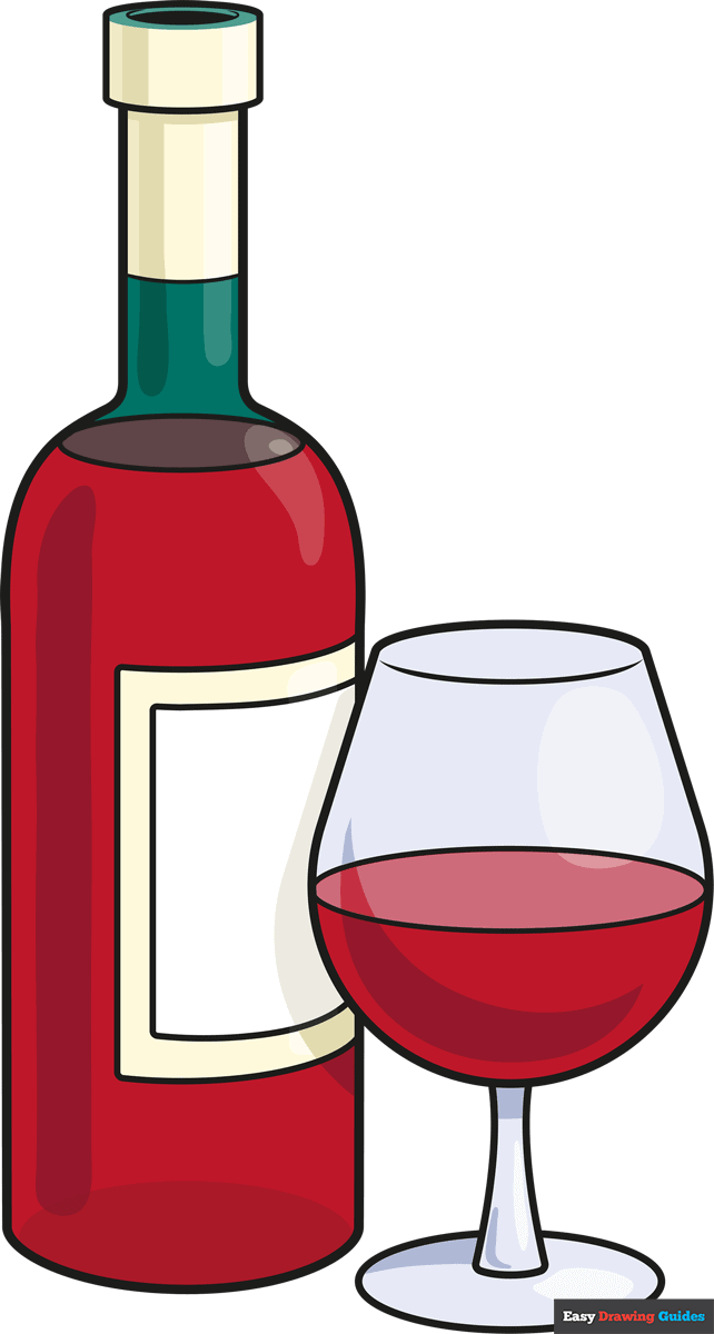 How to draw a wine bottle