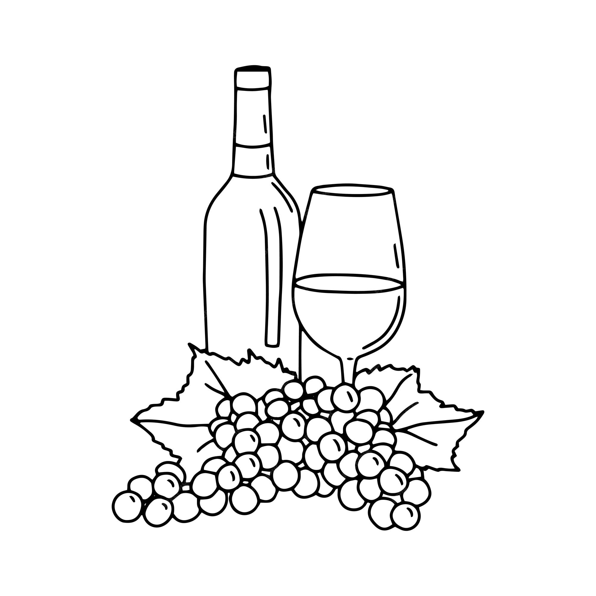 Premium vector wine bottle line simple illustration menu design outline doodle drawing draw icon