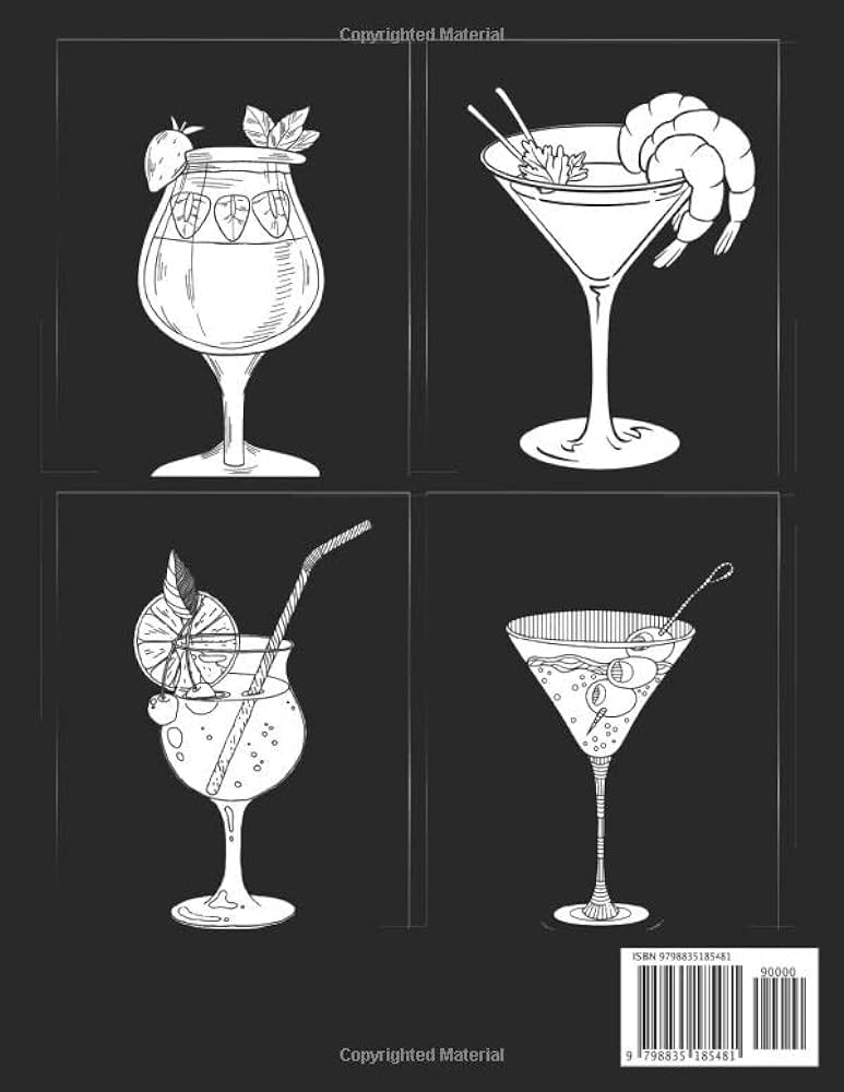 Midnight summer drink coloring book simple easy drinks coloring pages for all ages to relax unwind during summer vacation black background edition world painting books