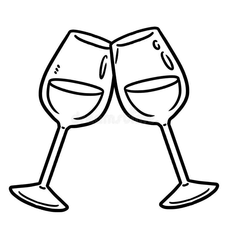 Glass of wine isolated coloring page for kids stock vector