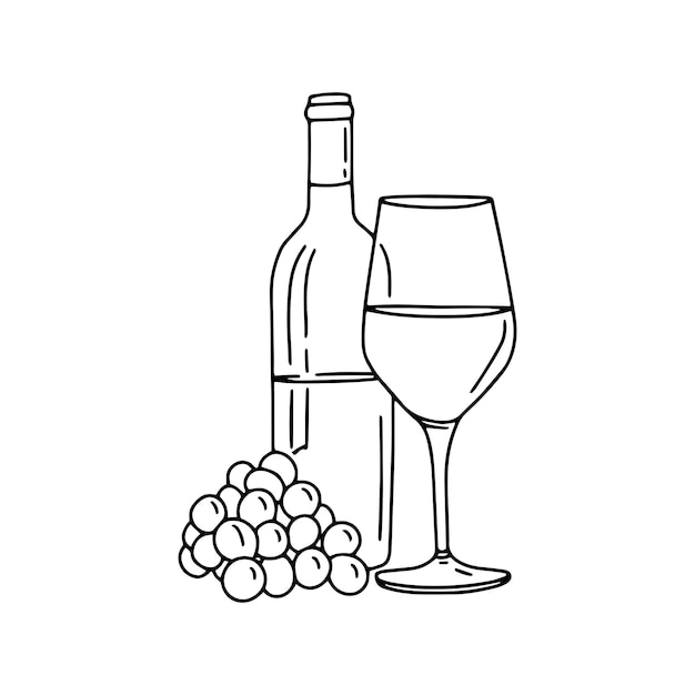 Premium vector wine bottle line simple illustration menu design outline doodle drawing draw icon