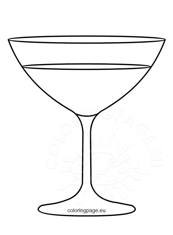 Champagne glass template coloring page