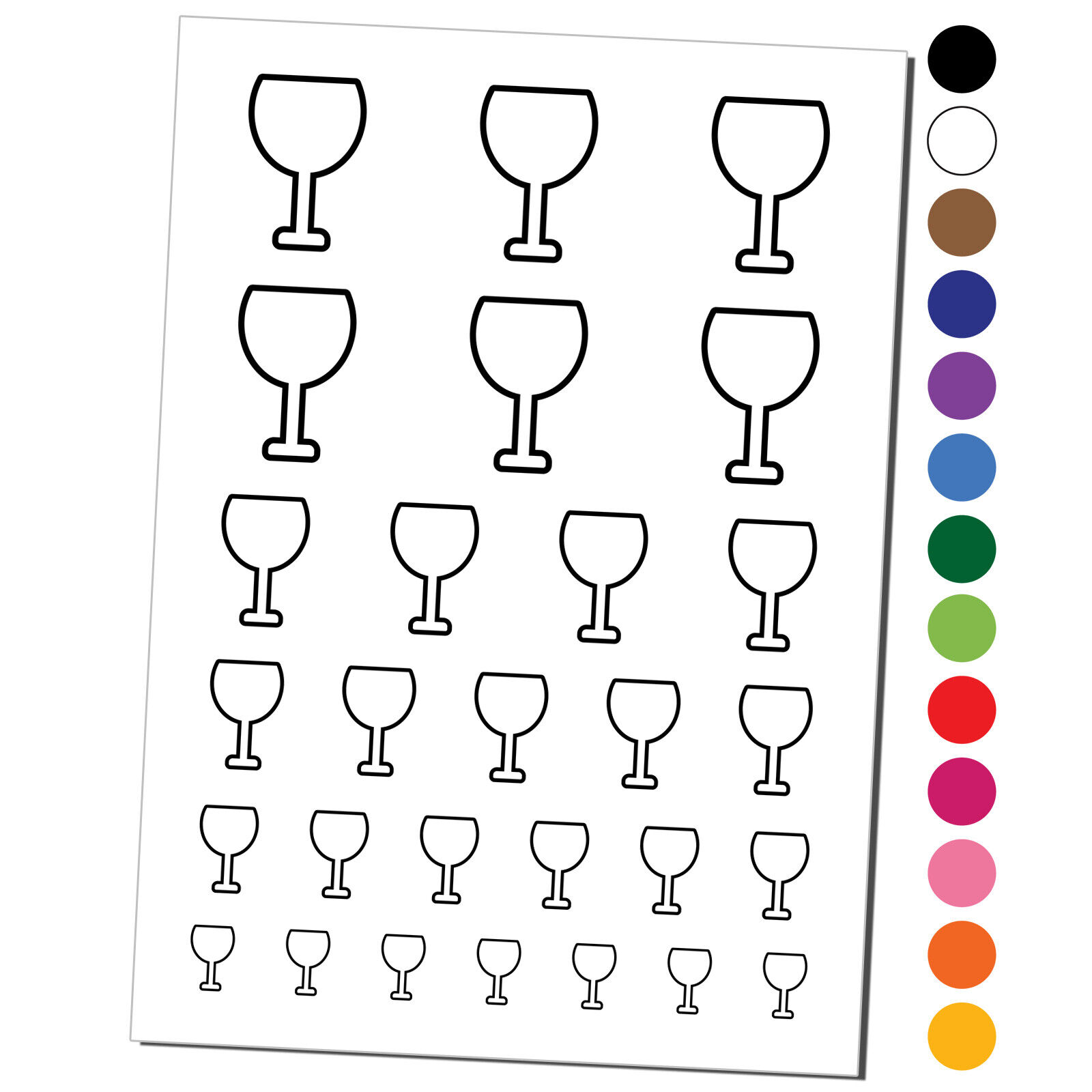 Wine glass outline temporary tattoo water resistant set