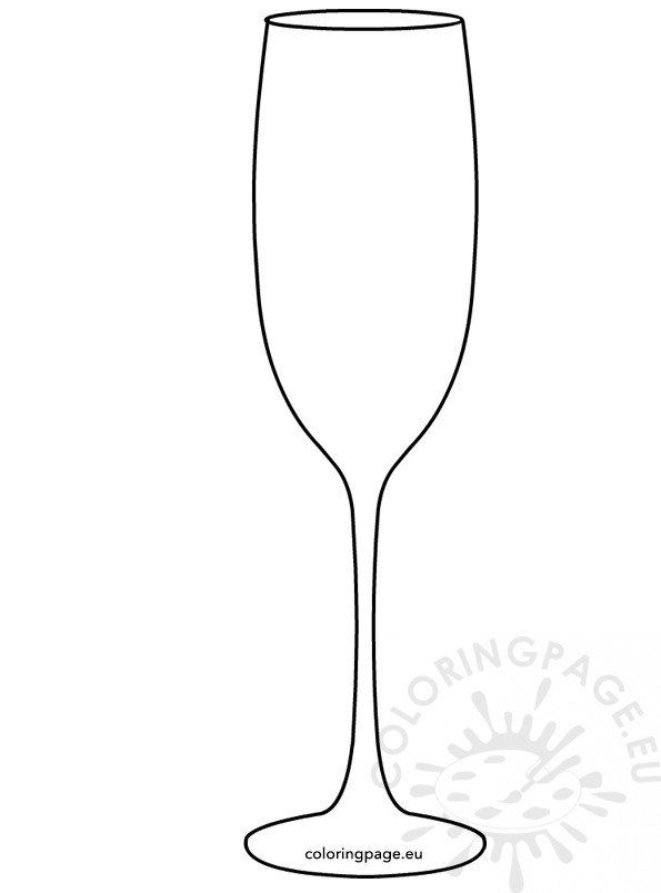 Champagne flute glass template coloring page