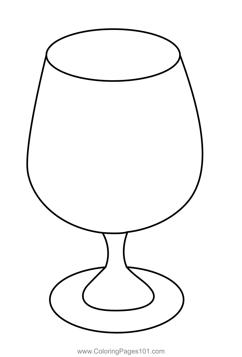 Stylish wine glass coloring page for kids